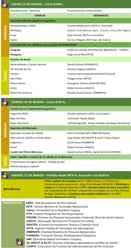 Seminario cebolla - Programa